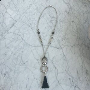 Gorgeous Long Silver Buddha Pendant Necklace